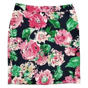 Talbots Petites Women Floral Business Casual Nature Zip Closure Skirt Size 2P